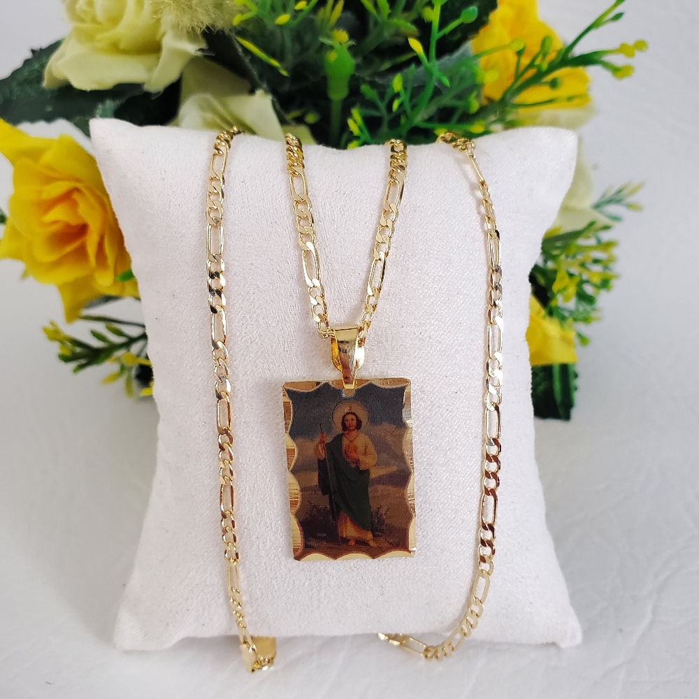 St Jude Picture Gold Plated Necklace